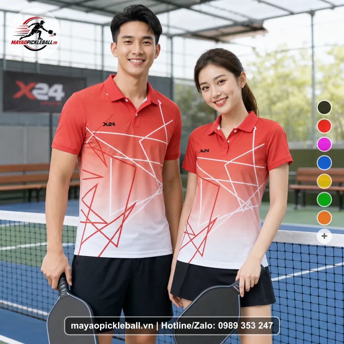 Bộ Quần Áo Pickleball X24-PB-557 Đỏ Trắng Xám