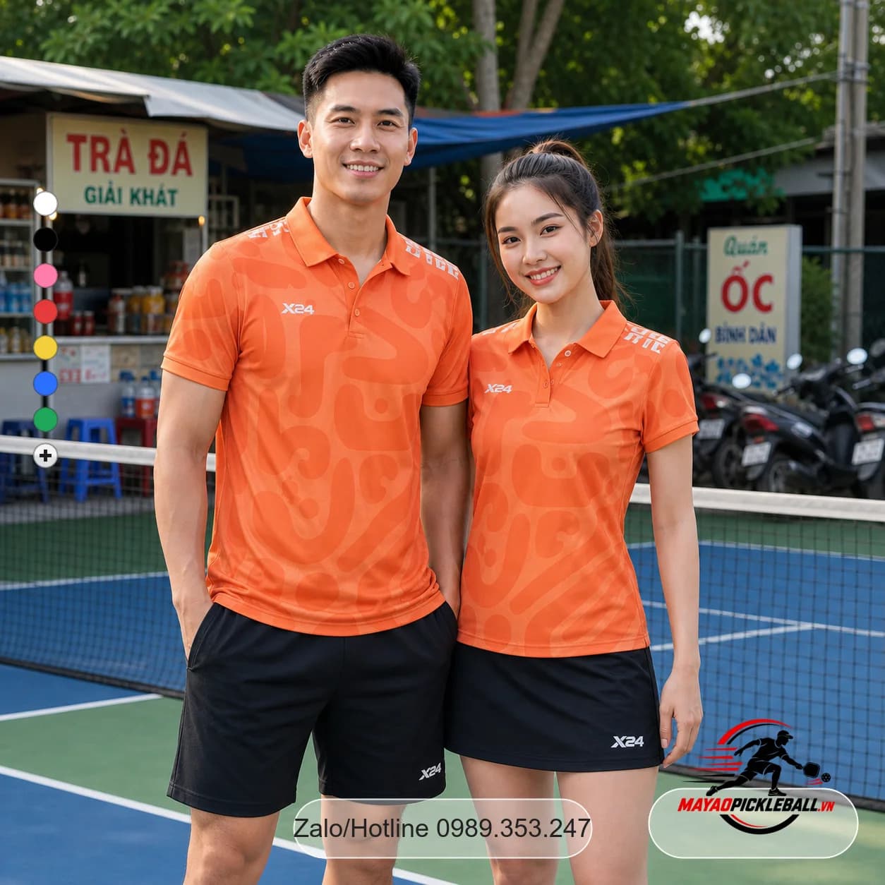 Bộ Quần Áo Pickleball Nam Nữ X24 Cam Elara X24-PB-017