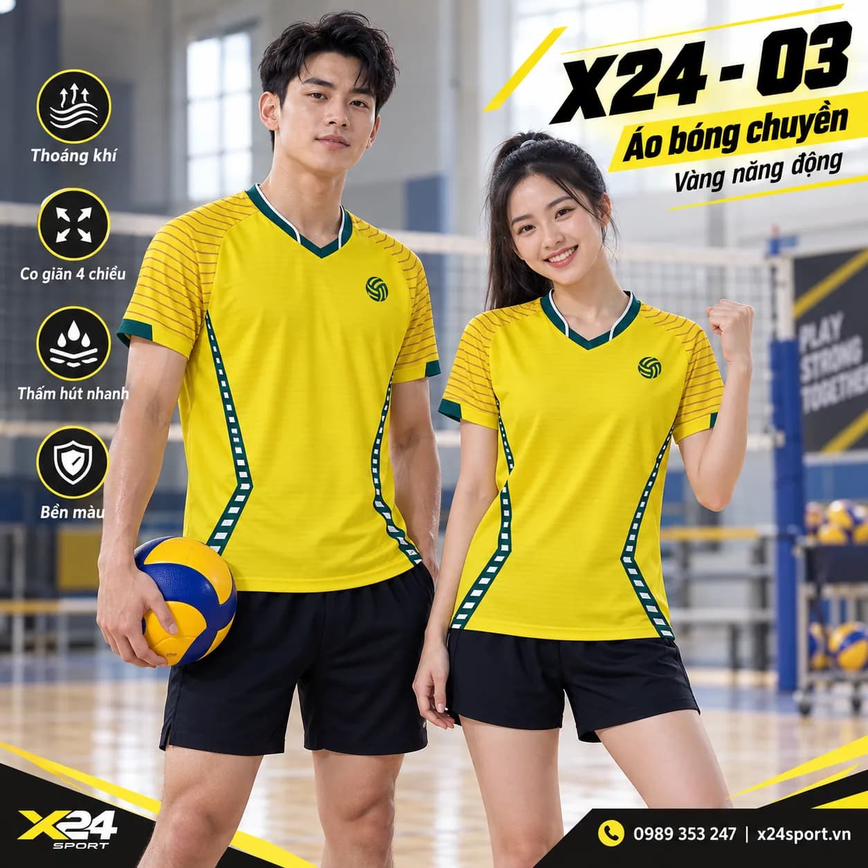 Áo Bóng Chuyền Vàng X24-03 – Năng Động, Cá Tính