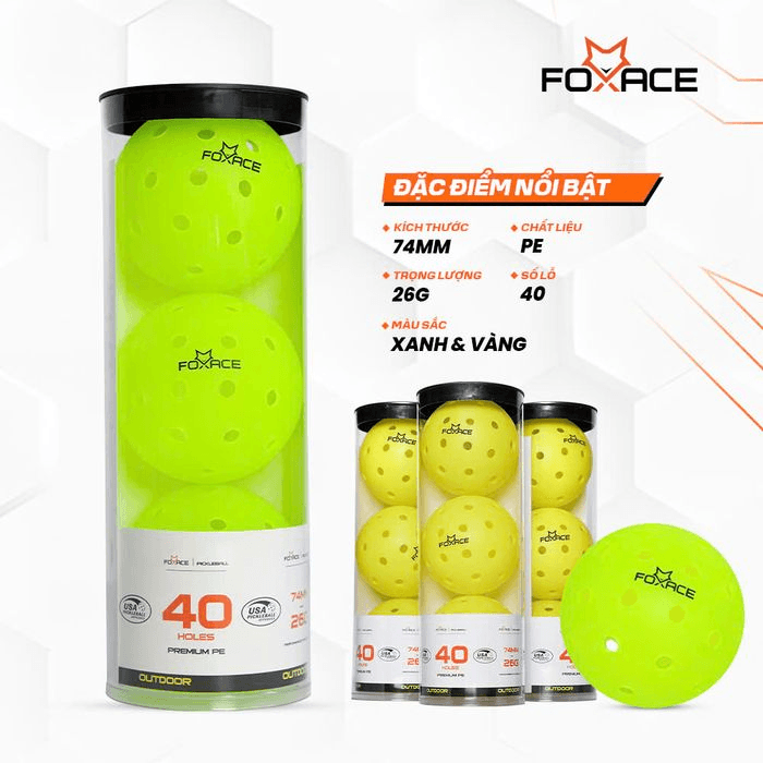 Quả Bóng Pickleball Thi Đấu FoxAce 40L (Hộp 3 quả)
