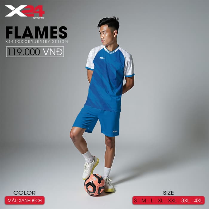 Quần Áo Bóng Đá Không Logo X24 – Flame