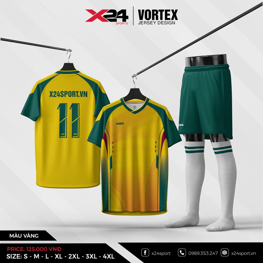 Áo Bóng Đá Không Logo Vortex Màu Vàng Năng Động