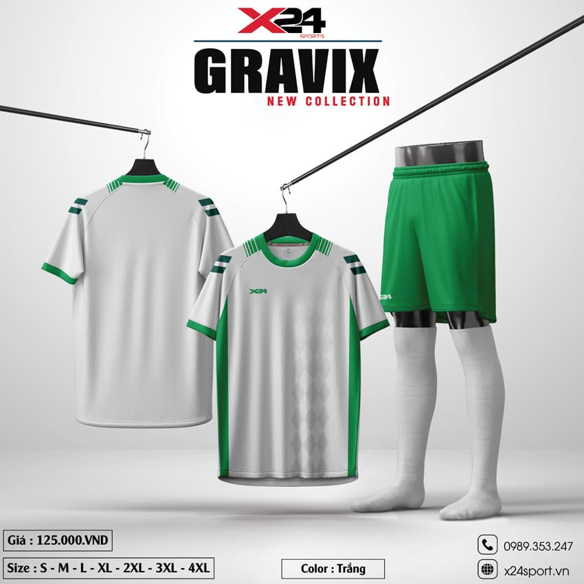 Áo Bóng Đá Không Logo Màu Trắng GRAVIX – Tối Giản & Hiện Đại
