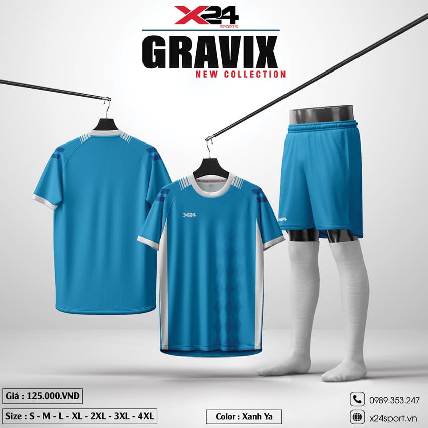 Bộ Quần Áo Thể Thao Nam Gravix Màu Xanh Ya