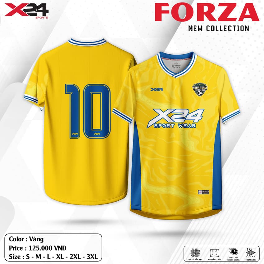 Áo Thể Thao X24 – FORZA Vàng Tươi Năng Động