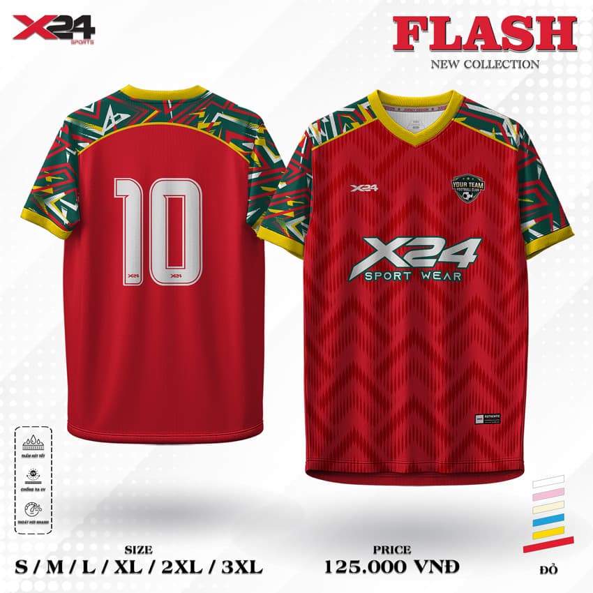 Áo đá banh FLASH New Collection – Đỏ tươi