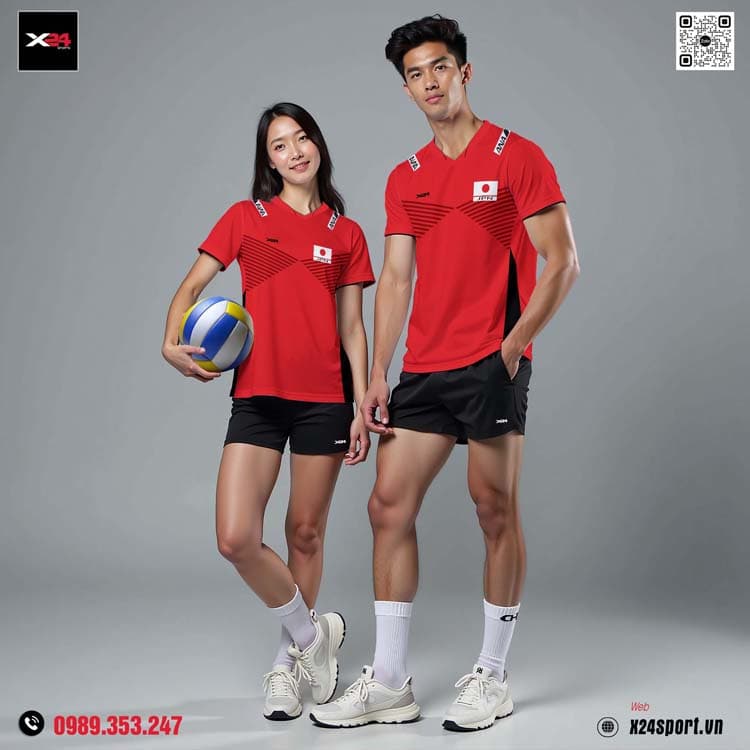 Đồng phục bóng chuyền đỏ nam nữ X24 Sport – Đậm chất Nhật Bản