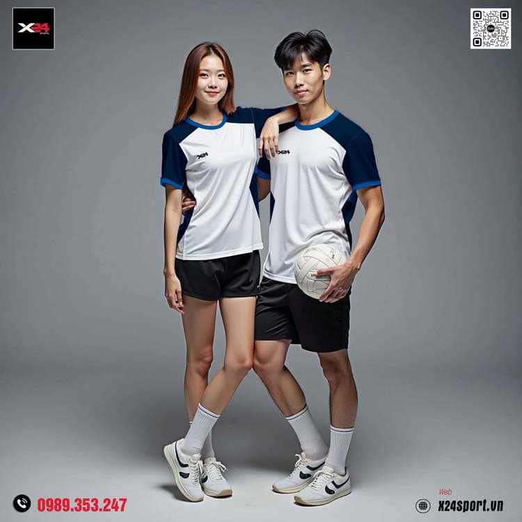 Đồng Phục Thể Thao Trắng Xanh Navy – Năng Động, Unisex, Chất Liệu Thoáng Mát