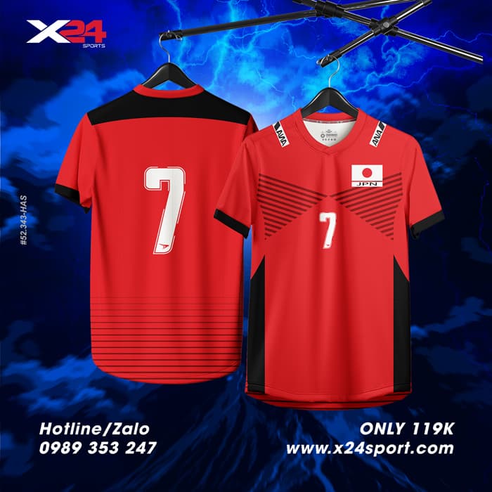 Áo Thể Thao X24 Jersey Japan #7 Màu Đỏ – Năng Động & Đậm Chất Nhật Bản