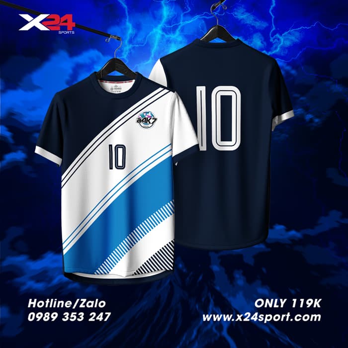 Áo Bóng Chuyền Thiết Kế Xanh Navy – Trắng Năng Động & Cá Tính