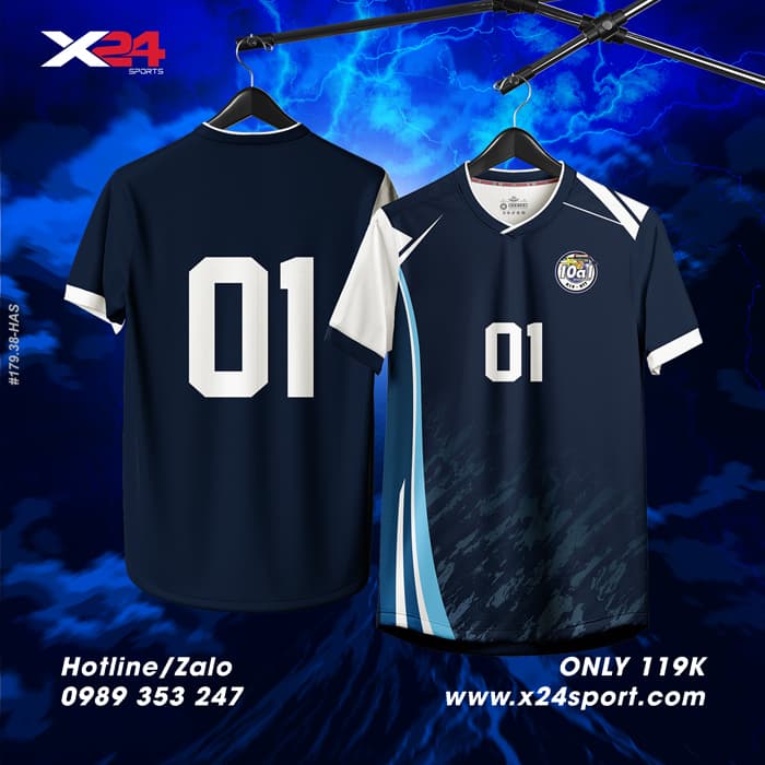 Áo bóng chuyền thiết kế màu xanh navy X24 – Sự lựa chọn chuyên nghiệp cho đội bóng của bạn