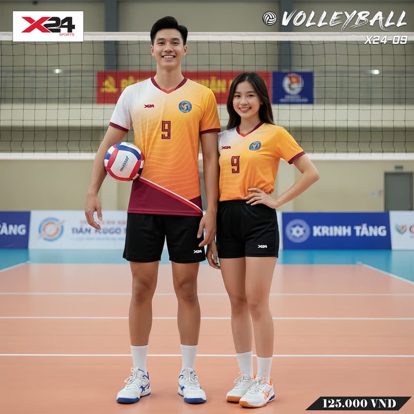 Áo Bóng Chuyền X24-09 Màu Vàng Cam Rực Rỡ
