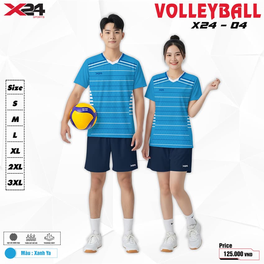 Áo Bóng Chuyền Thiết Kế X24-04 Xanh Ya Năng Động
