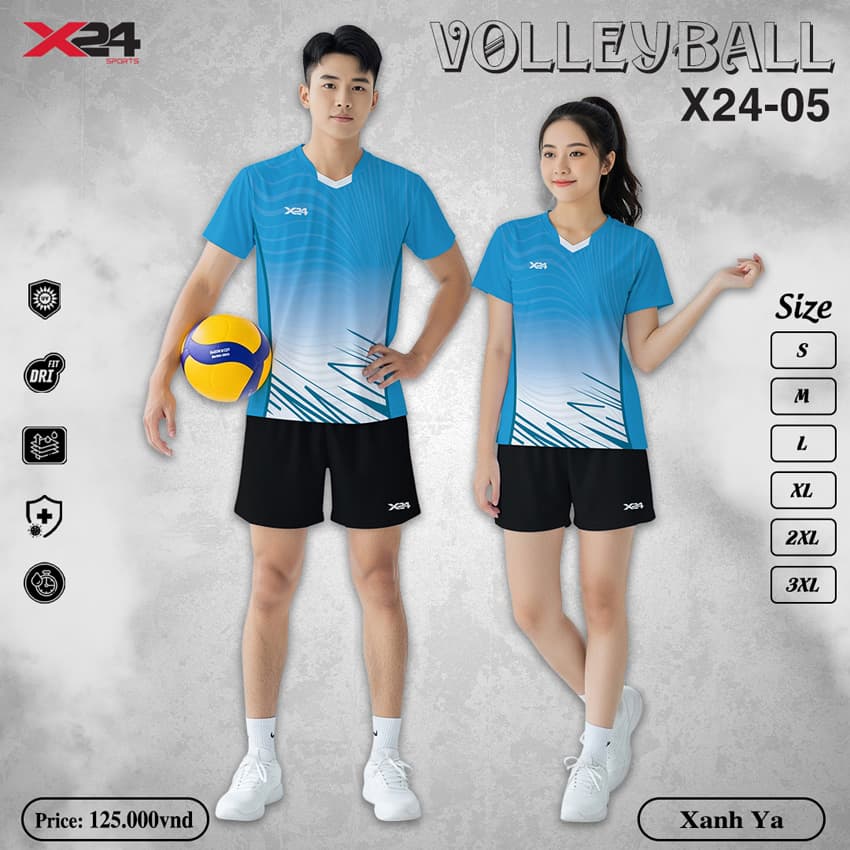 Đồng Phục Bóng Chuyền X24-05 Xanh Ya – Thiết Kế Nổi Bật, Vải DRI-FIT Siêu Thoáng