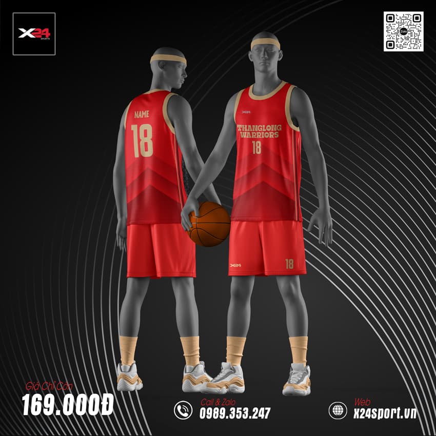 Đồng Phục Bóng Rổ Thang Long Warriors Đỏ Vàng Kim – X24 Sport