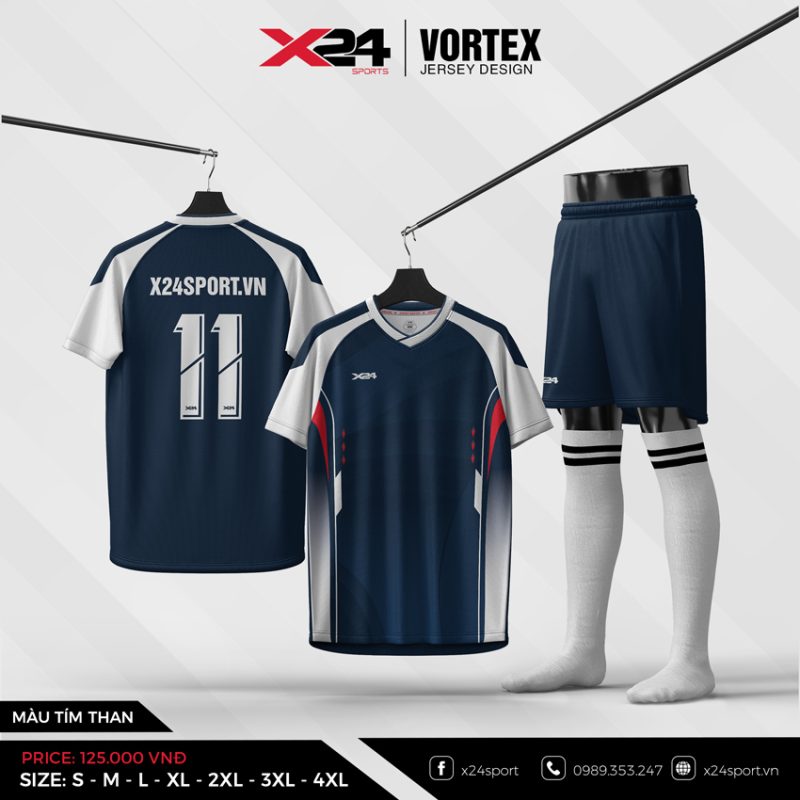 Đồng phục thể thao không logo màu tím than Vortex