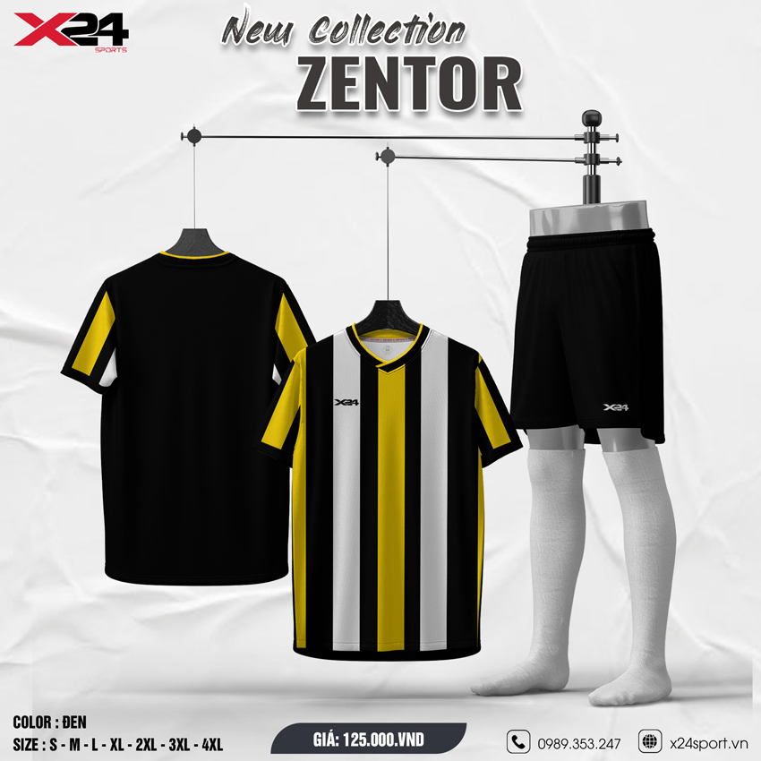 Bộ quần áo bóng đá không logo màu vàng đen ZENTOR