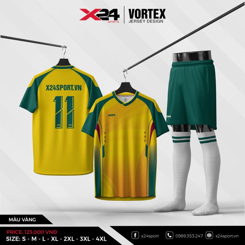Áo Bóng Đá Không Logo Vortex Màu Vàng Năng Động
