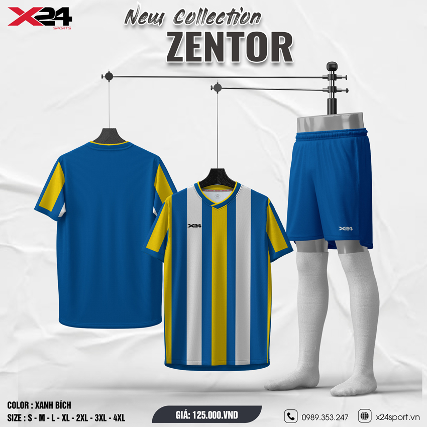 Áo bóng đá không logo Zentor màu xanh bích đến từ thương hiệu X24 Sport