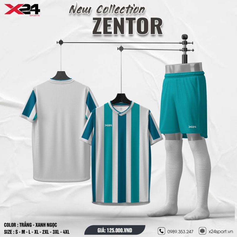 Bộ đồ thể thao ZENTOR Xanh Ngọc – Trắng | New Collection X24 Sport