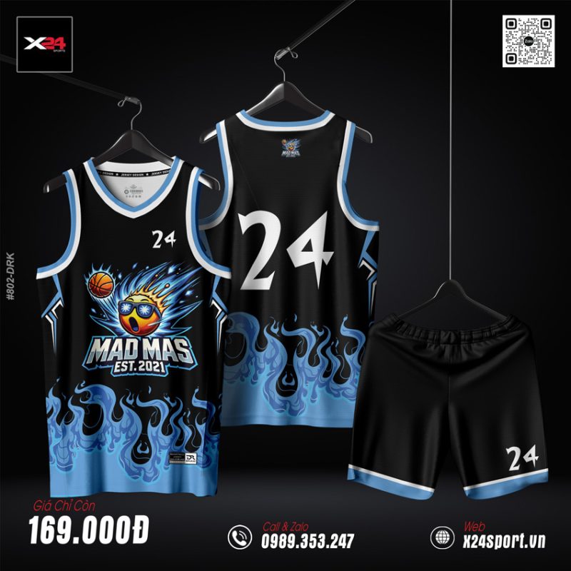 Áo Bóng Rổ MAD MAS Đen - Xanh Neon | BST 2021