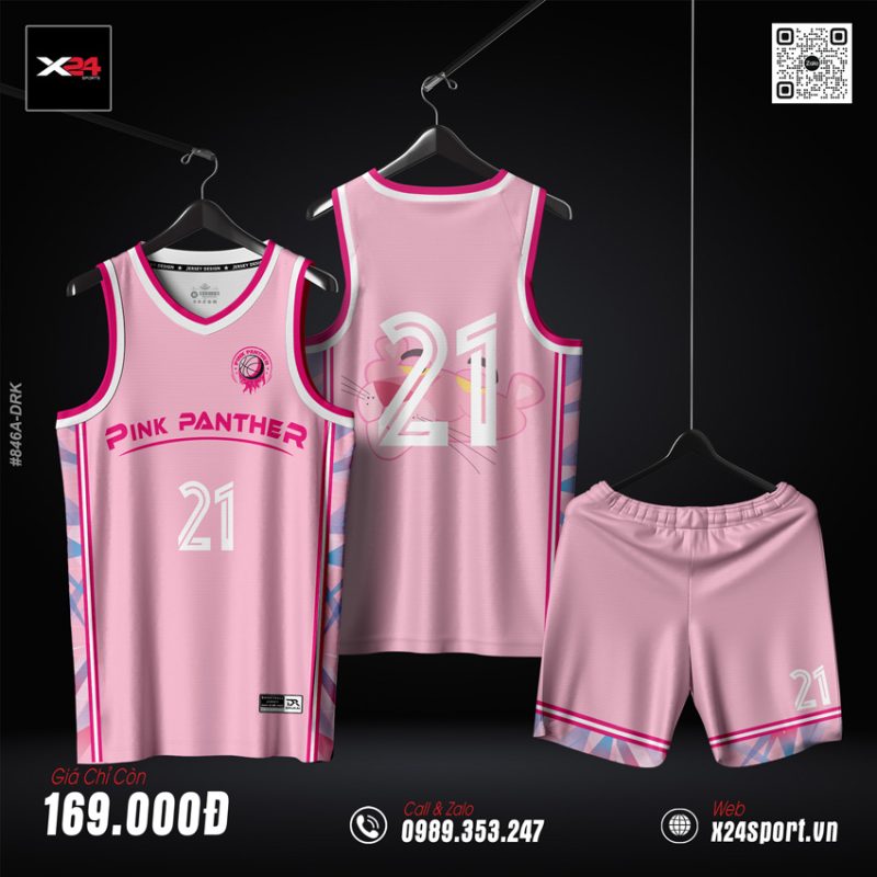 Bộ đồ bóng rổ Pink Panther hồng pastel thiết kế cá tính