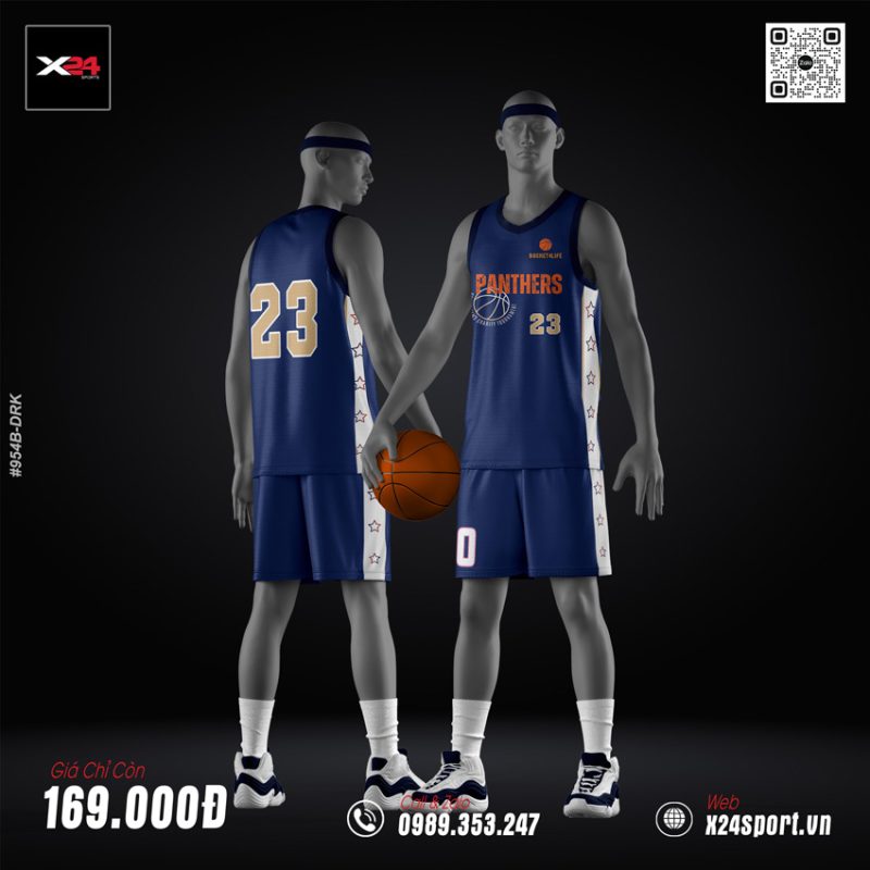 Bộ đồ bóng rổ Panthers xanh navy – Năng lượng thi đấu, chất liệu thoáng mát