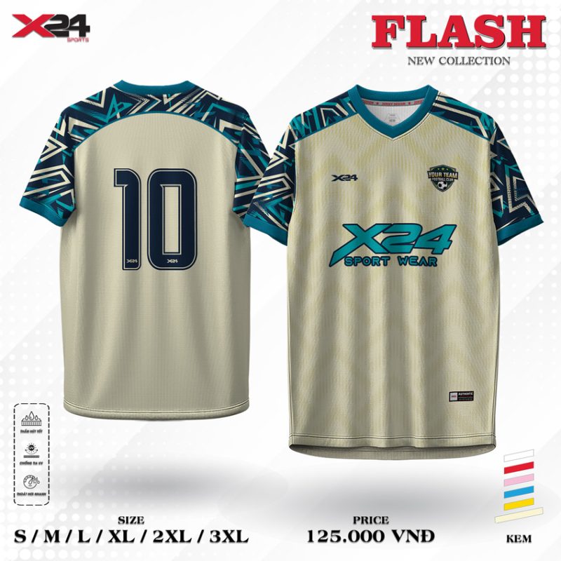 Áo Thể Thao Unisex Màu Kem Họa Tiết Xanh Cá Tính