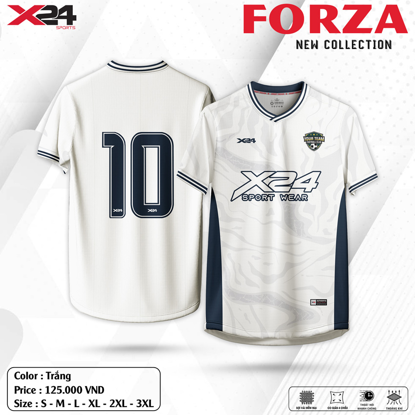 Áo thể thao nam màu trắng phối xanh navy X24 Sports