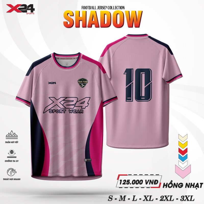 Áo Bóng Đá X24 SHADOW Hồng Nhạt – Cá Tính & Nổi Bật