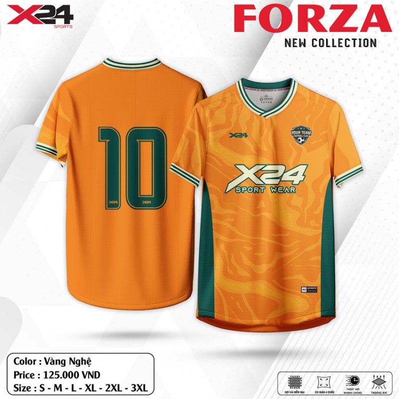 Áo Bóng Đá Thiết Kế Forza Vàng Nghệ - Sức Mạnh & Đam Mê Thể Thao