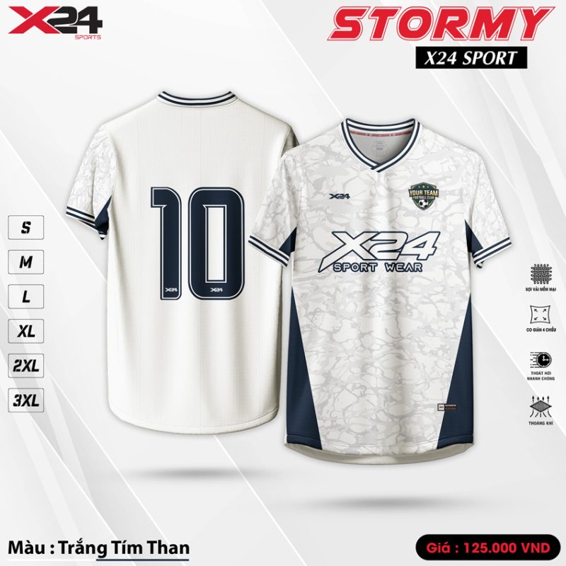 Áo thể thao Stormy X24 Sport trắng tím than sang trọng