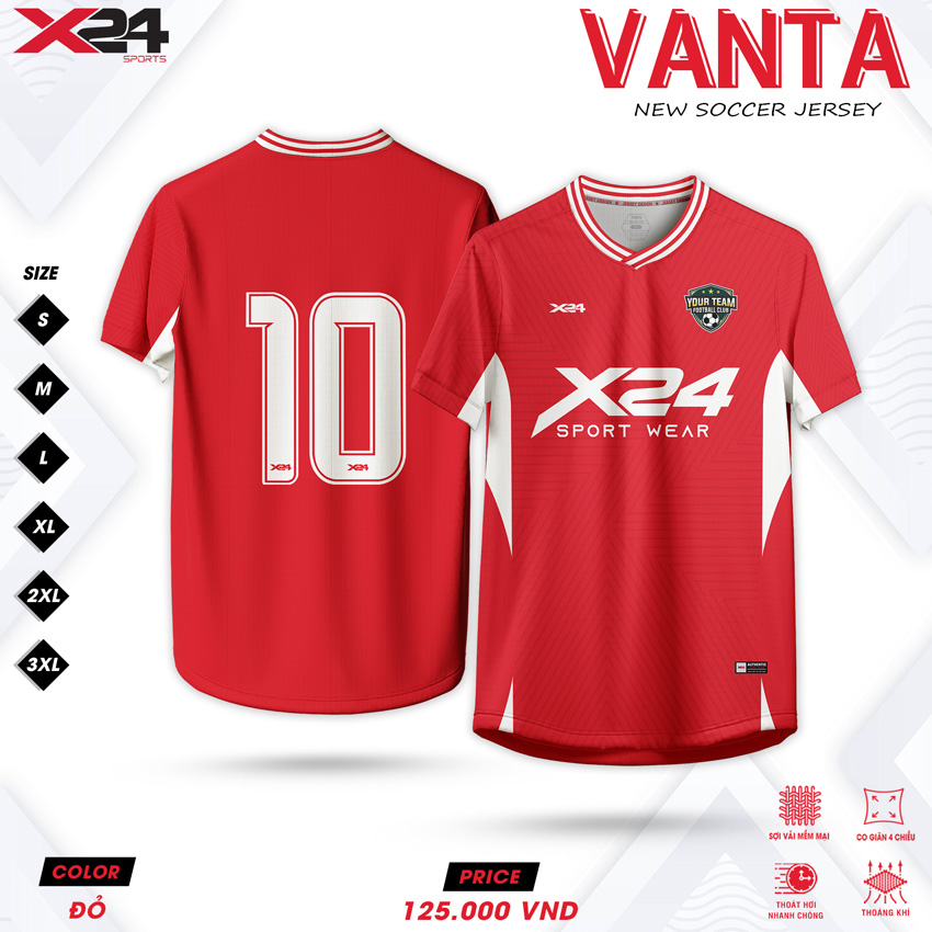 áo bóng đá đỏ trắng thiết kế tinh tế cho vận động