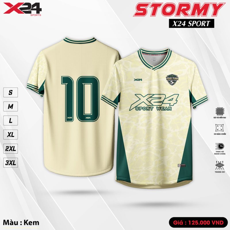 Áo thể thao Stormy X24 Sport – Kem phối xanh đậm phong cách mạnh mẽ