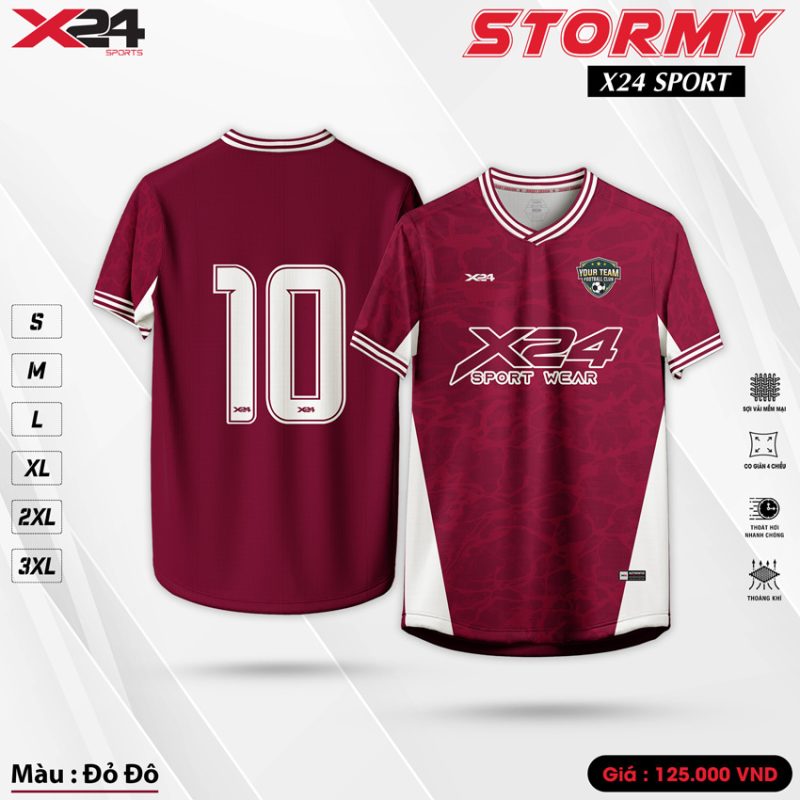 Áo Thể Thao X24 SPORT Stormy Đỏ Đô – Thiết Kế Cá Tính, Mạnh Mẽ