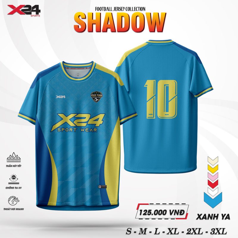 Áo Bóng Đá X24 Shadow Xanh Ya - Thiết Kế Năng Động, Giá Cực Mềm