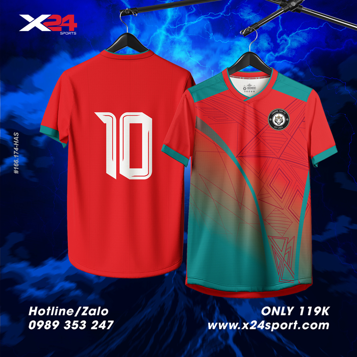 Áo thể thao X24 Sport màu đỏ chuyển sắc – Năng lượng & đột phá