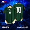 Áo thể thao nam nữ X24 Sport xanh lá sọc vàng trắng