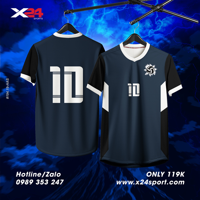 Áo thể thao thiết kế X24 – màu xanh navy phối đen trắng