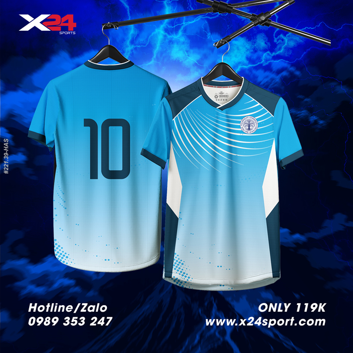 Áo bóng chuyền thiết kế X24 Sport màu xanh da trời năng động