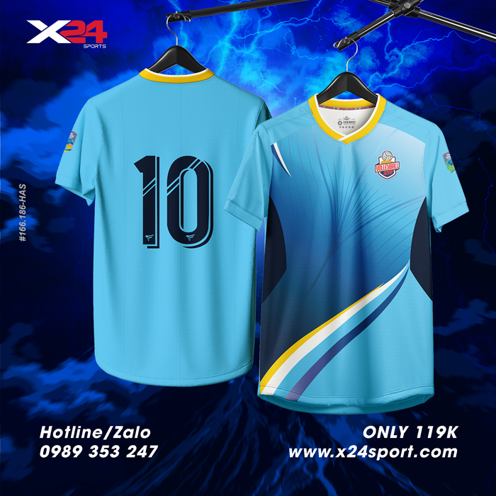 Áo Bóng Chuyền Thiết Kế Màu Xanh Dương Nhạt – X24 Sports Năng Động & Cuốn Hút