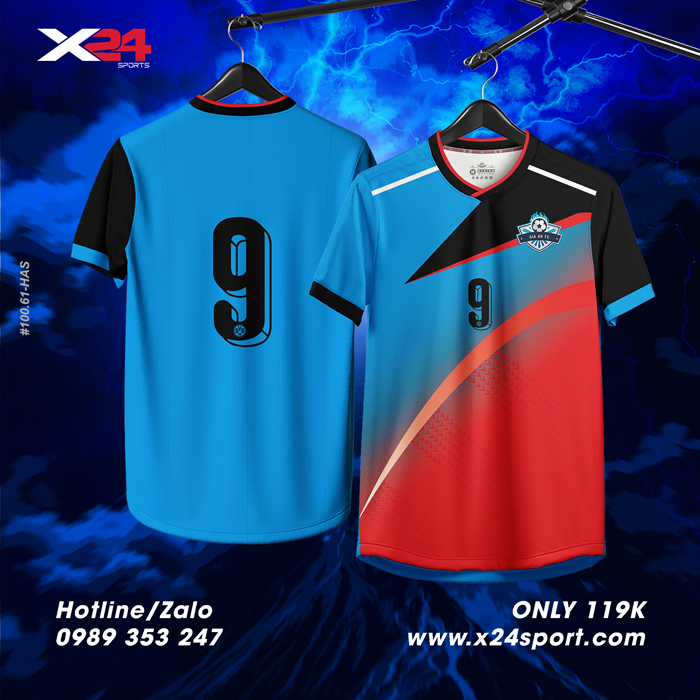 Áo Bóng Đá Thiết Kế Xanh Đỏ Đen X24 – Thiết kế nổi bật, phong cách thể thao hiện đại