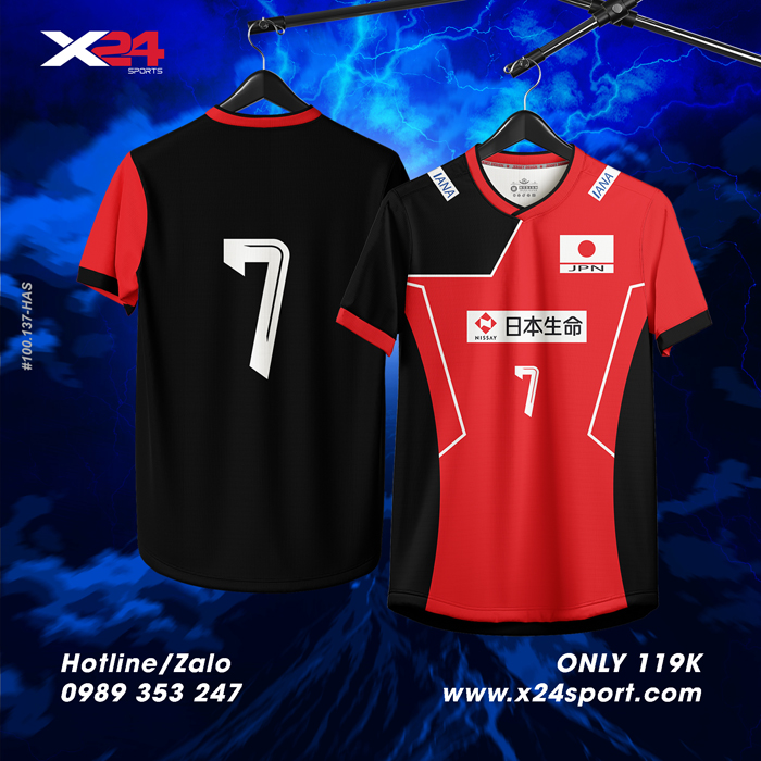 Áo bóng chuyền thiết kế đỏ đen cá tính - Unisex, thoáng mát, in sắc nét