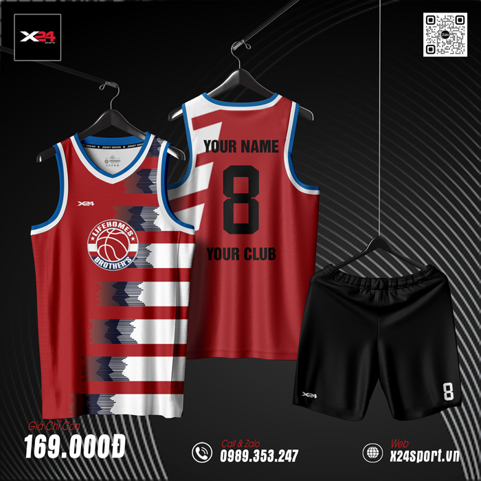 Đồng phục bóng rổ X24 màu đỏ đô – Nổi bật và chuyên nghiệp cho giải đấu