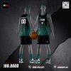 Áo Bóng Rổ Xanh Ngọc Đen Họa Tiết Polygon - TEAM BASKETBALL