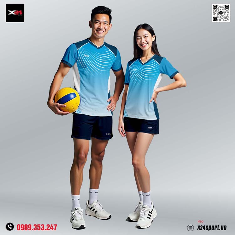 Bộ Quần Áo Thể Thao Xanh Dương Gradient Nam Nữ Unisex - Năng Động & Thoáng Mát