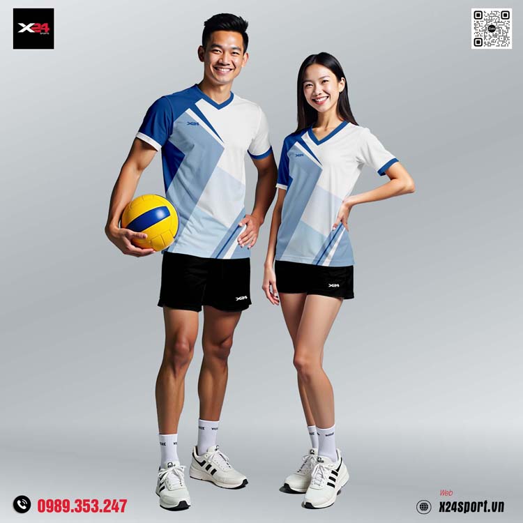 Bộ Quần Áo Thể Thao Trắng Xanh Dương Năng Động – Unisex, Dành Cho Đội Nhóm & Cá Nhân