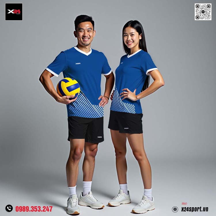 Bộ Quần Áo Bóng Chuyền Unisex Xanh Dương Năng Động
