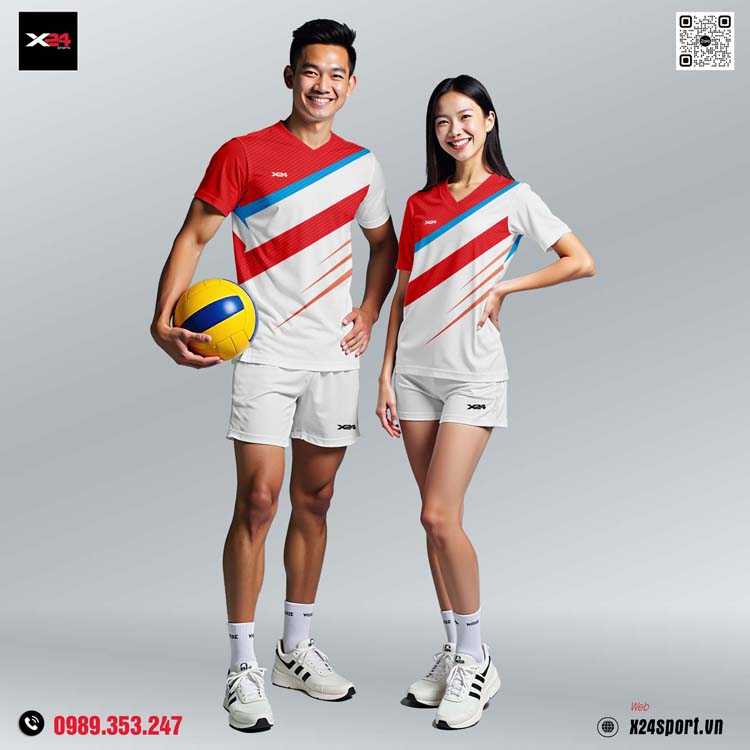 Áo thể thao trắng đỏ - năng động & cá tính cho team thể thao