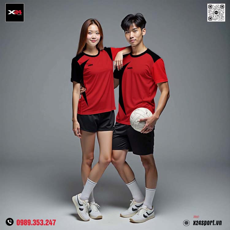 Áo thể thao Unisex đỏ rượu vang phối đen – Năng động & Cá tính